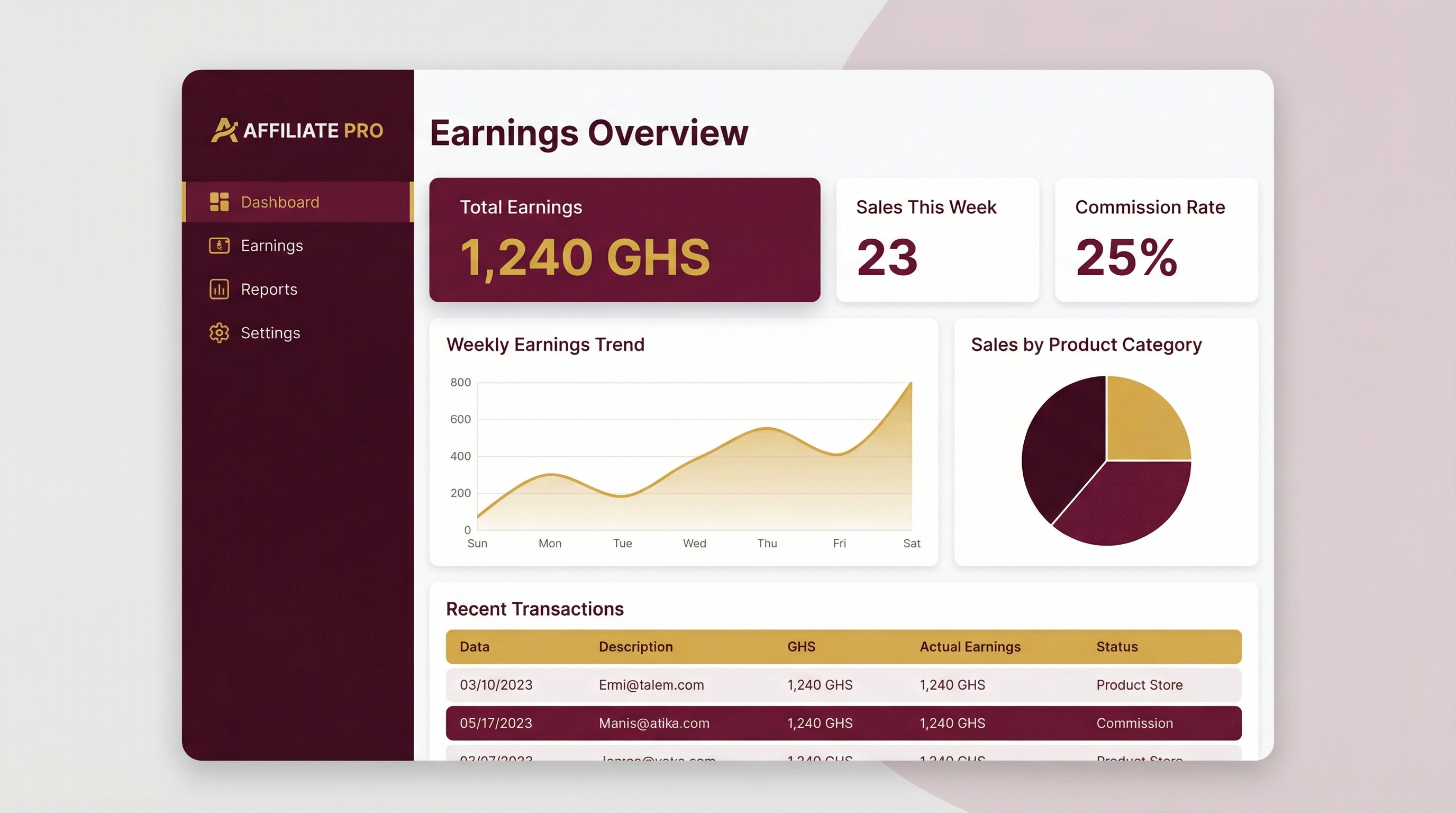 Real-time earnings tracking
